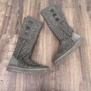UGG classic gray cardy lattice‎ tall knit boots women’s size 9